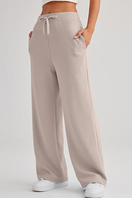Plain High Waist Wide Leg Pants