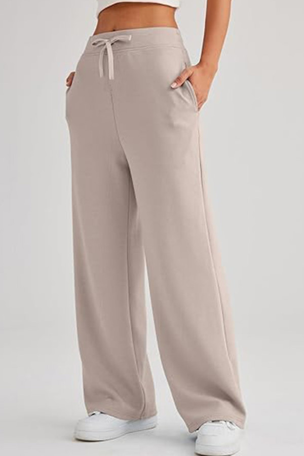 Plain High Waist Wide Leg Pants