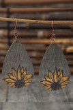 Sunflower Print Water Drop Earrings MOQ 5pcs
