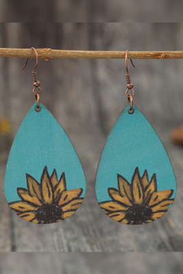 Sunflower Print Water Drop Earrings MOQ 5pcs