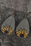 Sunflower Print Water Drop Earrings MOQ 5pcs