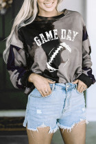 Grey Tie Dye Game Day Long Sleeves Top