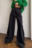 Plain High Waist Wide Leg Pants