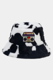 Retro Tape Patchwork Cow Print Fleece Hat MOQ 3pcs