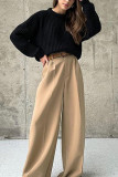 Plain High Waist Wide Leg Pants