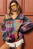 Multicolour Brushed Dye Checkered Half Zip Hoodie