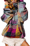 Multicolour Brushed Dye Checkered Half Zip Hoodie