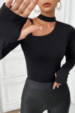 Cold Shoulder Buckle Black Top