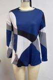 Geometric Print Side Button Long Sleeves Top