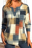 Colorblock Drawstring Crew Neck Top
