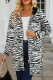 Zebra Leopard Print Zipper Hooded Coat