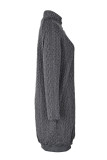 Grey Button Down Texture Mini Dress