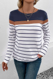 Color Block Stripe Long Sleeves Top