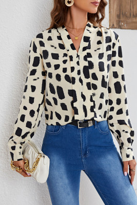 V Neck Printing Blouse