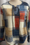 Colorblock Drawstring Crew Neck Top