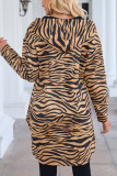 Zebra Leopard Print Zipper Hooded Coat