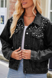 Rhinestone Patch Denim Jacket