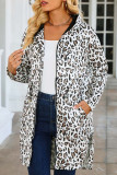 Zebra Leopard Print Zipper Hooded Coat