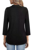 Plain Zipper Down Turn Down Collar Long Sleeves Top