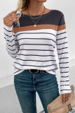 Color Block Stripe Long Sleeves Top