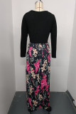 Multi Color Floral Splicing Maxi Dress