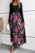 Multi Color Floral Splicing Maxi Dress