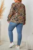 Plus Size Lace V Neck Printing Top