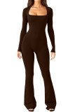 Square Neck Slim Fit One Piece Jumpsuit