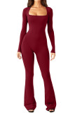 Square Neck Slim Fit One Piece Jumpsuit