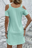Plain Jacquard Lace Tape Cold Shoulder Dress