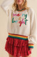 White Glitter Merry & Bright Colorful Stripes Trim Sweater