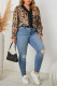 Plus Size Lace V Neck Printing Top
