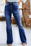 Washed Distressed Flare Jeans