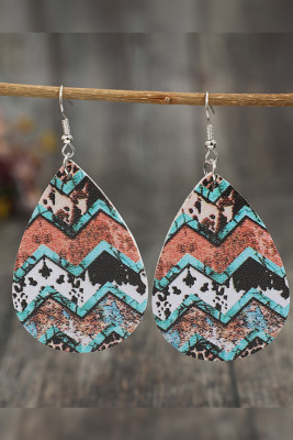 Western Cow Leopard Splicing Leather Earrings