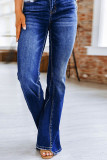 Washed Distressed Flare Jeans