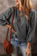 Medium Grey Solid Color 3/4 Sleeve Round Neck Top