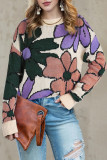 Multicolour Flower Print Loose Sweater