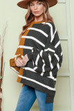 Stripes Plus Size Colorblock Striped Patchwork Loose Top