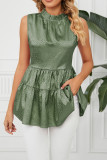 Sleeveless Splicing Smocked Top