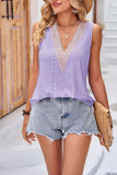 V Neck Sleeveless Eyelet Tank Top
