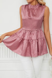 Sleeveless Splicing Smocked Top