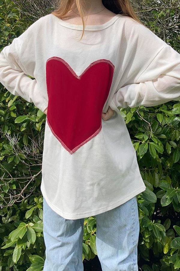 Heart Patchwork Long Sleeves Top