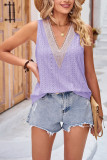 V Neck Sleeveless Eyelet Tank Top
