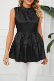 Sleeveless Splicing Smocked Top