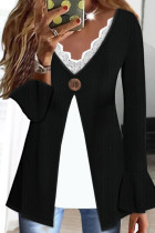 V Neck Lave Flare Sleeves Top
