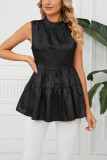 Sleeveless Splicing Smocked Top