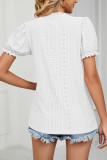 Eyelet Puff Sleeves Plain Top