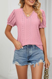 Eyelet Puff Sleeves Plain Top