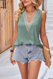 V Neck Sleeveless Eyelet Tank Top