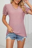 Eyelet Puff Sleeves Plain Top